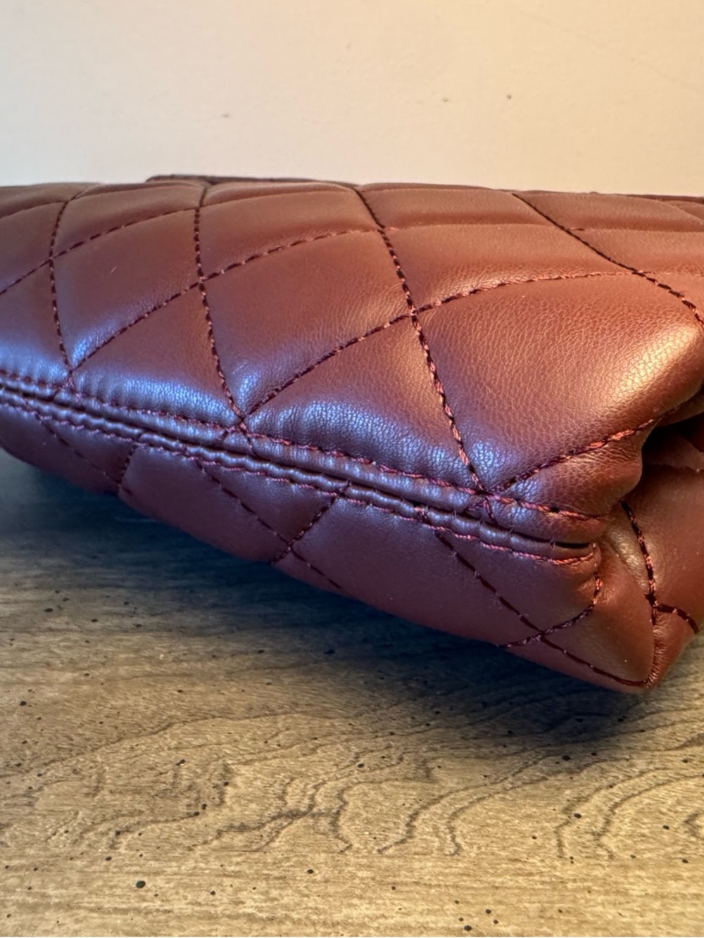 Badgley Mischka Quilted Shoulder Bag in Deep Burgundy - Picture 3 of 8